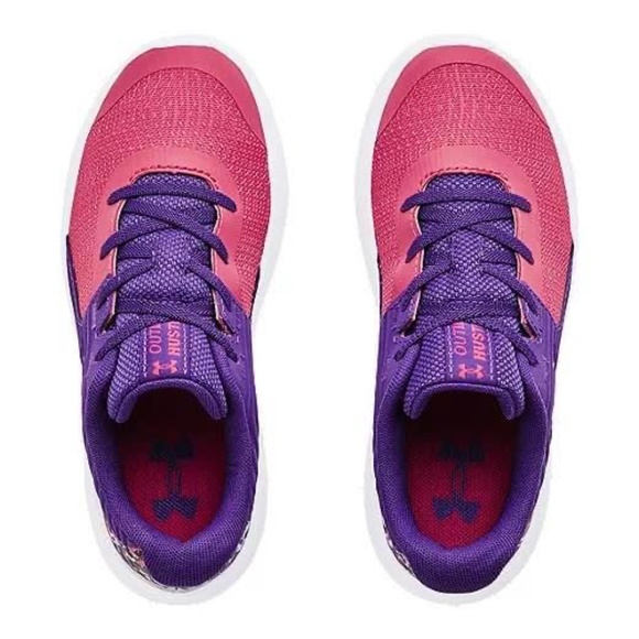 BRAND NEW girl under armour gps outhustle print shoes size 2Y (no tie shoelaces) - Picture 3 of 7